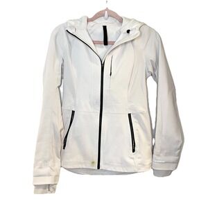 Lululemon Size 6 Womens Cross Chill Performance Jacket White Black Full Zip Hood